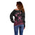 Personalised Polynesia Breast Cancer Awareness Off Shoulder Sweater No One Fights Alone Turtle Ribbon - Black Version