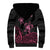 Personalised Polynesia Breast Cancer Awareness Sherpa Hoodie No One Fights Alone Turtle Ribbon - Black Version