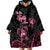 Personalised Polynesia Breast Cancer Awareness Wearable Blanket Hoodie No One Fights Alone Turtle Ribbon - Black Version