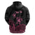 Personalised Polynesia Breast Cancer Awareness Zip Hoodie No One Fights Alone Turtle Ribbon - Black Version