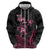 Personalised Polynesia Breast Cancer Awareness Zip Hoodie No One Fights Alone Turtle Ribbon - Black Version