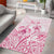 Personalised Polynesia Breast Cancer Awareness Area Rug No One Fights Alone Turtle Ribbon - White Version