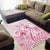 Personalised Polynesia Breast Cancer Awareness Area Rug No One Fights Alone Turtle Ribbon - White Version