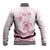 Personalised Polynesia Breast Cancer Awareness Baseball Jacket No One Fights Alone Turtle Ribbon - White Version