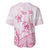 Personalised Polynesia Breast Cancer Awareness Baseball Jersey No One Fights Alone Turtle Ribbon - White Version