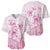 Personalised Polynesia Breast Cancer Awareness Baseball Jersey No One Fights Alone Turtle Ribbon - White Version