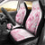 Personalised Polynesia Breast Cancer Awareness Car Seat Cover No One Fights Alone Turtle Ribbon - White Version