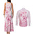 Personalised Polynesia Breast Cancer Awareness Couples Matching Tank Maxi Dress and Long Sleeve Button Shirt No One Fights Alone Turtle Ribbon - White Version