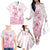 Personalised Polynesia Breast Cancer Awareness Family Matching Off The Shoulder Long Sleeve Dress and Hawaiian Shirt No One Fights Alone Turtle Ribbon - White Version