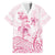 Personalised Polynesia Breast Cancer Awareness Family Matching Off The Shoulder Long Sleeve Dress and Hawaiian Shirt No One Fights Alone Turtle Ribbon - White Version