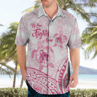 Personalised Polynesia Breast Cancer Awareness Hawaiian Shirt No One Fights Alone Turtle Ribbon - White Version