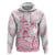 Personalised Polynesia Breast Cancer Awareness Hoodie No One Fights Alone Turtle Ribbon - White Version