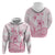 Personalised Polynesia Breast Cancer Awareness Hoodie No One Fights Alone Turtle Ribbon - White Version