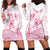 Personalised Polynesia Breast Cancer Awareness Hoodie Dress No One Fights Alone Turtle Ribbon - White Version