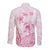 Personalised Polynesia Breast Cancer Awareness Long Sleeve Button Shirt No One Fights Alone Turtle Ribbon - White Version