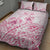 Personalised Polynesia Breast Cancer Awareness Quilt Bed Set No One Fights Alone Turtle Ribbon - White Version