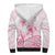 Personalised Polynesia Breast Cancer Awareness Sherpa Hoodie No One Fights Alone Turtle Ribbon - White Version