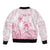 Personalised Polynesia Breast Cancer Awareness Sleeve Zip Bomber Jacket No One Fights Alone Turtle Ribbon - White Version