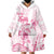 Personalised Polynesia Breast Cancer Awareness Wearable Blanket Hoodie No One Fights Alone Turtle Ribbon - White Version