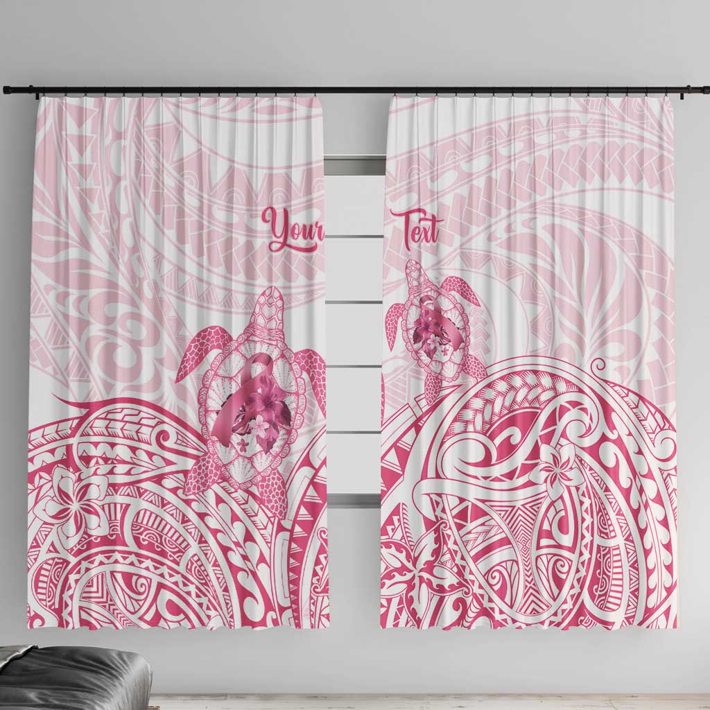 Personalised Polynesia Breast Cancer Awareness Window Curtain No One Fights Alone Turtle Ribbon - White Version