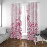 Personalised Polynesia Breast Cancer Awareness Window Curtain No One Fights Alone Turtle Ribbon - White Version