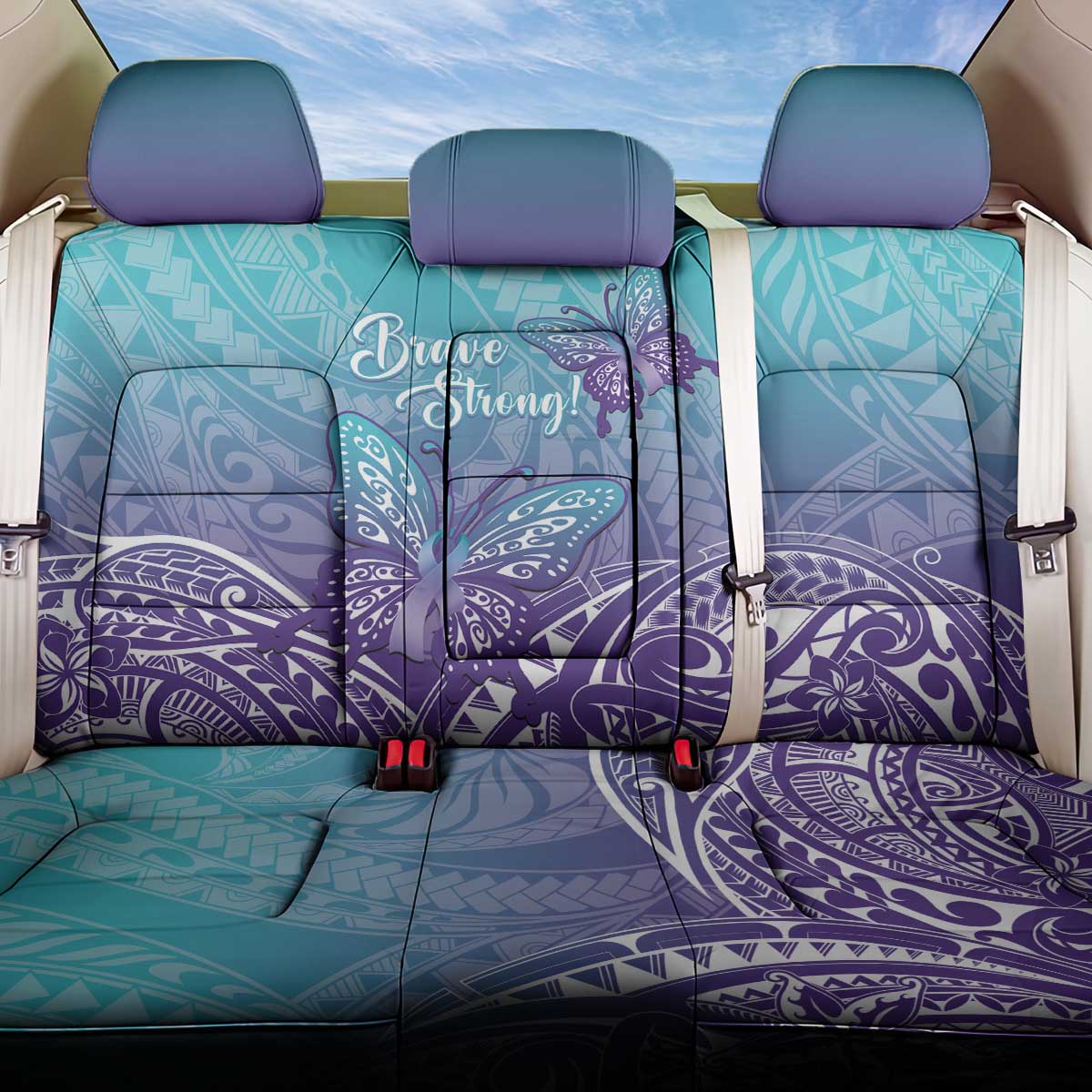 Polynesia Suicide Prevention Month Back Car Seat Cover Butterfly Purple And Teal Ribbon Tomorrow Needs You