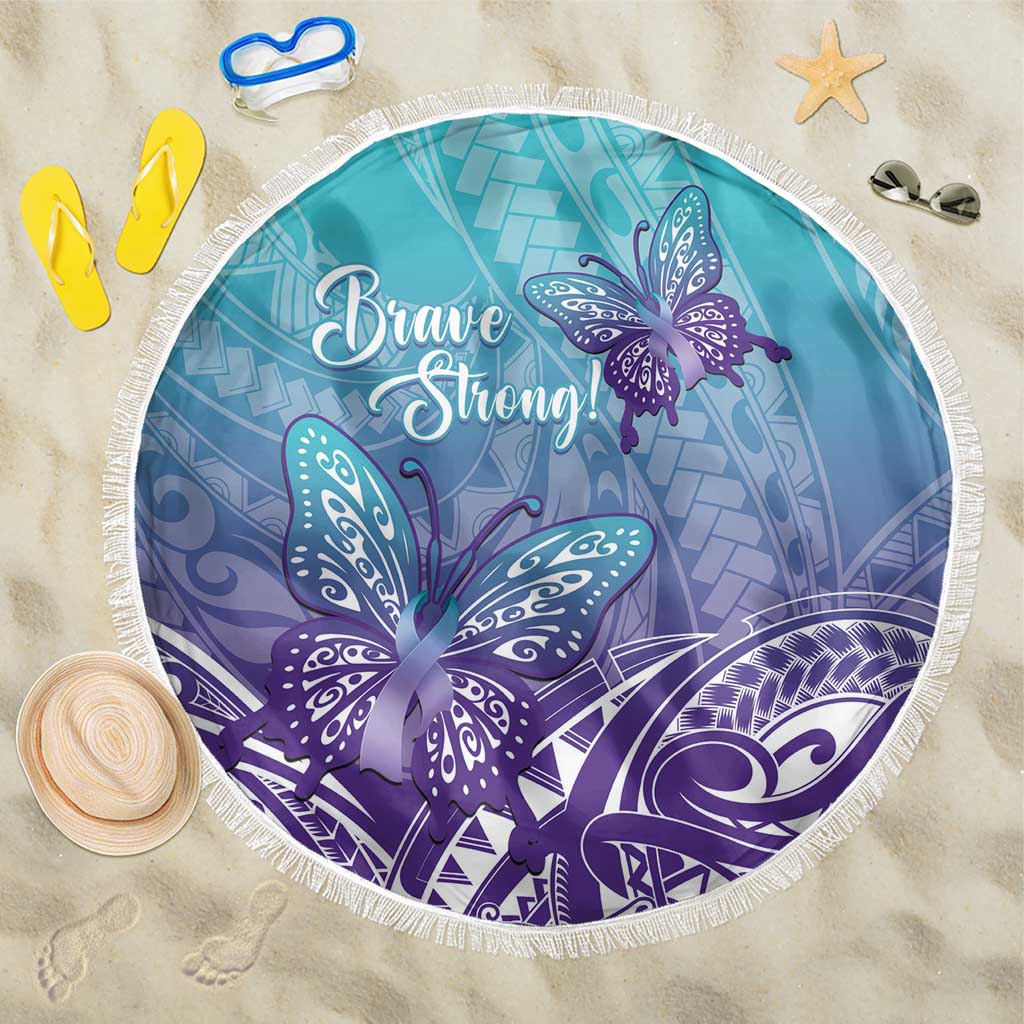 Polynesia Suicide Prevention Month Beach Blanket Butterfly Purple And Teal Ribbon Tomorrow Needs You