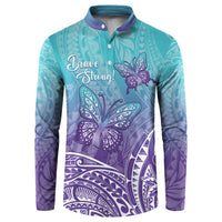 Polynesia Suicide Prevention Month Button Sweatshirt Butterfly Purple And Teal Ribbon Tomorrow Needs You
