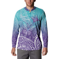 Polynesia Suicide Prevention Month Button Sweatshirt Butterfly Purple And Teal Ribbon Tomorrow Needs You