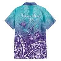 Polynesia Suicide Prevention Month Family Matching Summer Maxi Dress and Hawaiian Shirt Butterfly Purple And Teal Ribbon Tomorrow Needs You LT14 - Polynesian Pride