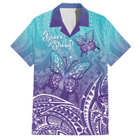 Polynesia Suicide Prevention Month Family Matching Tank Maxi Dress and Hawaiian Shirt Butterfly Purple And Teal Ribbon Tomorrow Needs You LT14 Dad's Shirt - Short Sleeve Teal - Polynesian Pride