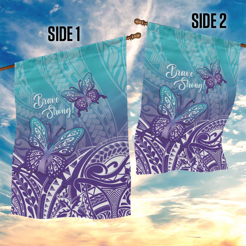 Polynesia Suicide Prevention Month Garden Flag Butterfly Purple And Teal Ribbon Tomorrow Needs You