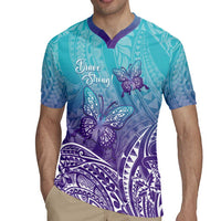 Polynesia Suicide Prevention Month Rugby Jersey Butterfly Purple And Teal Ribbon Tomorrow Needs You