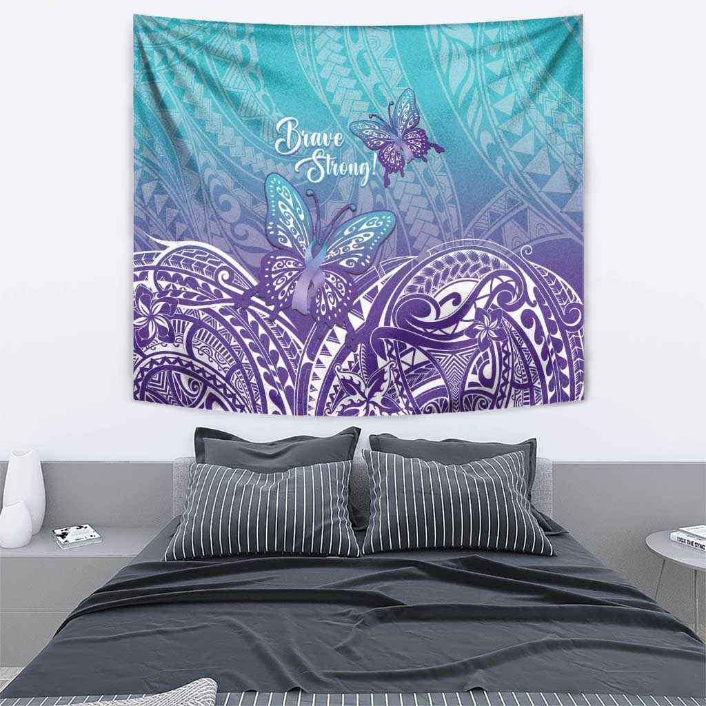 Polynesia Suicide Prevention Month Tapestry Butterfly Purple And Teal Ribbon Tomorrow Needs You