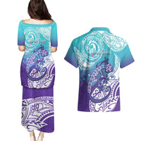 Personalised New Zealand Suicide Prevention Month Couples Matching Puletasi and Hawaiian Shirt You Matter NZ Fern With Maori Koru Lizard LT14 - Polynesian Pride