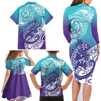 Personalised New Zealand Suicide Prevention Month Family Matching Long Sleeve Bodycon Dress and Hawaiian Shirt You Matter NZ Fern With Maori Koru Lizard