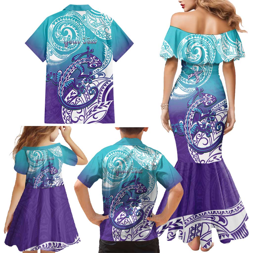 Personalised New Zealand Suicide Prevention Month Family Matching Mermaid Dress and Hawaiian Shirt You Matter NZ Fern With Maori Koru Lizard LT14 - Polynesian Pride