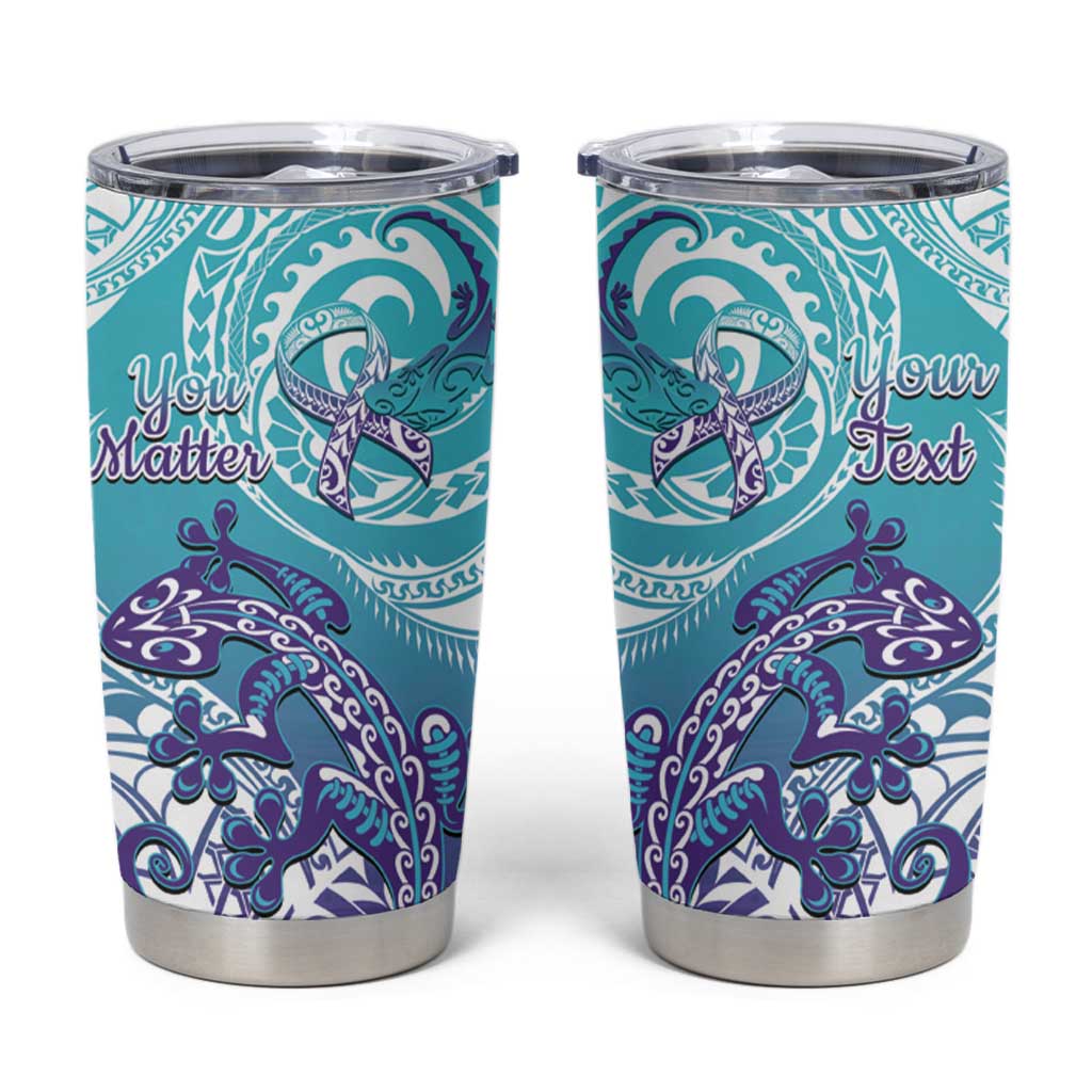 Personalised New Zealand Suicide Prevention Month Tumbler Cup You Matter NZ Fern With Maori Koru Lizard