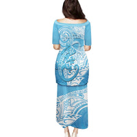 Personalised New Zealand Autism Awareness Family Matching Puletasi and Hawaiian Shirt NZ Fern With Maori Koru Lizard