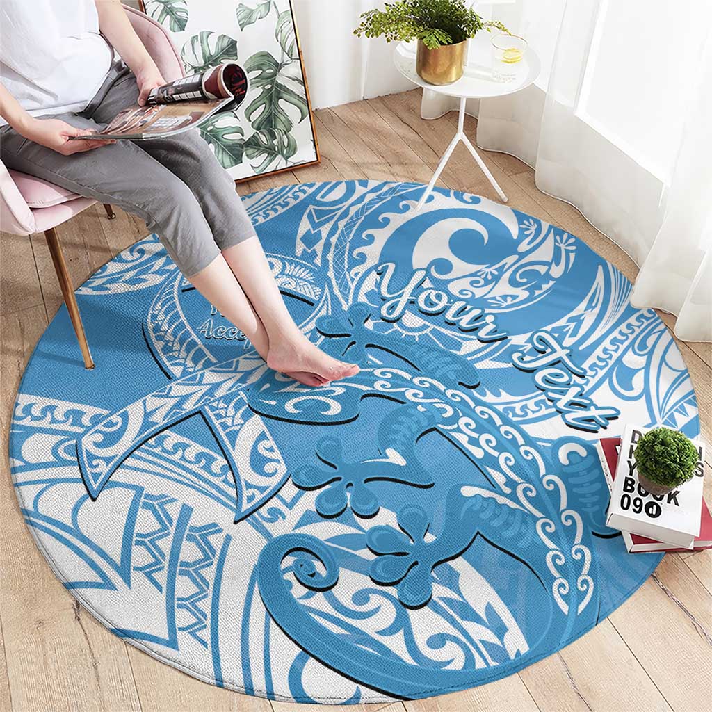Personalised New Zealand Autism Awareness Round Carpet NZ Fern With Maori Koru Lizard
