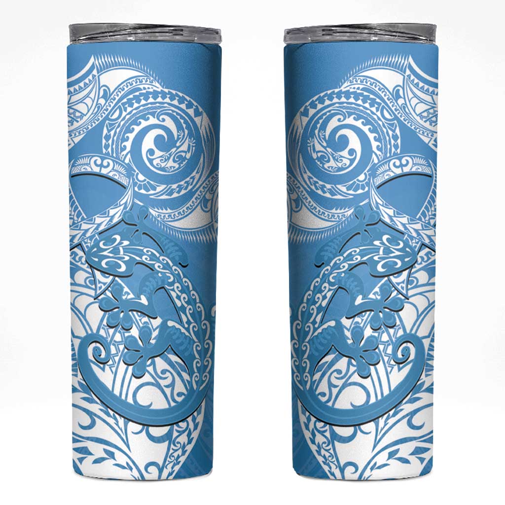 New Zealand Autism Awareness Skinny Tumbler NZ Fern With Maori Koru Lizard