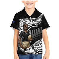 Custom New Zealand Silver Fern Rugby Family Matching Mermaid Dress and Hawaiian Shirt 2024 Aotearoa Maori Mascot Go All Black LT14 Son's Shirt Black - Polynesian Pride