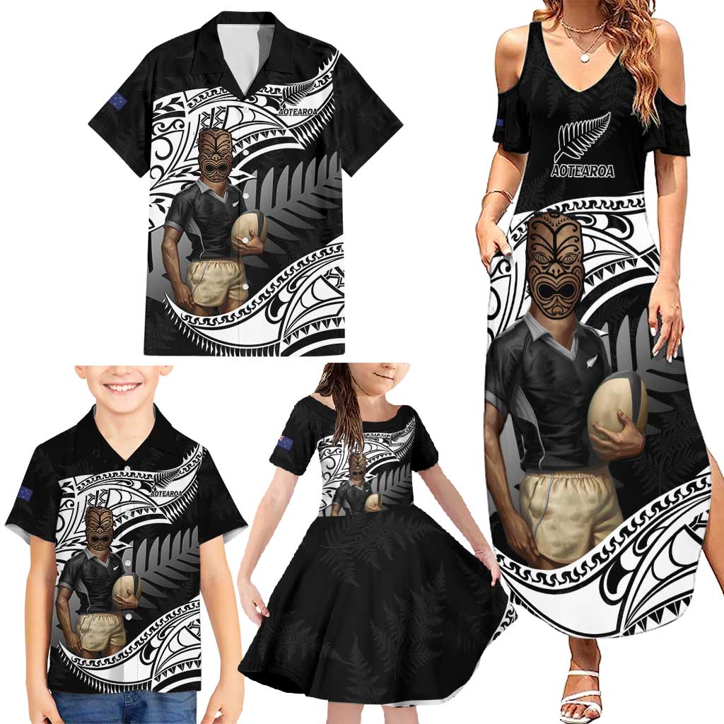 Custom New Zealand Silver Fern Rugby Family Matching Summer Maxi Dress and Hawaiian Shirt 2024 Aotearoa Maori Mascot Go All Black LT14 - Polynesian Pride