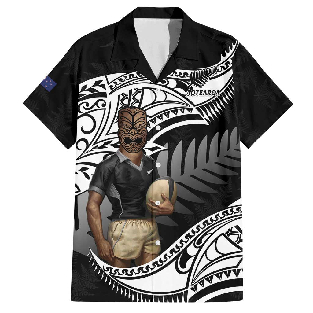 Custom New Zealand Silver Fern Rugby Family Matching Summer Maxi Dress and Hawaiian Shirt 2024 Aotearoa Maori Mascot Go All Black LT14 Dad's Shirt - Short Sleeve Black - Polynesian Pride