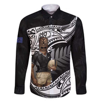 Custom New Zealand Silver Fern Rugby Family Matching Summer Maxi Dress and Hawaiian Shirt 2024 Aotearoa Maori Mascot Go All Black LT14 Dad's Shirt - Long Sleeve Black - Polynesian Pride