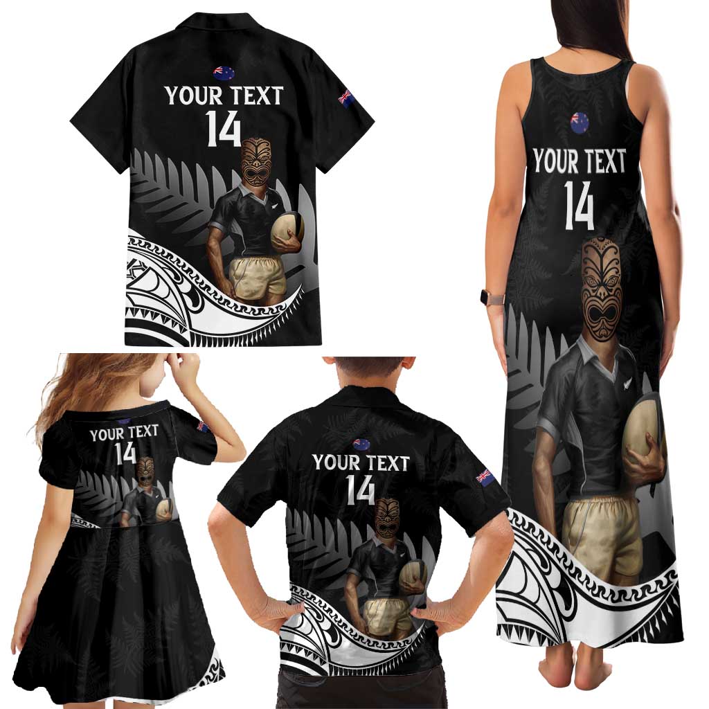 Custom New Zealand Silver Fern Rugby Family Matching Tank Maxi Dress and Hawaiian Shirt 2024 Aotearoa Maori Mascot Go All Black LT14 - Polynesian Pride