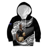 Custom New Zealand Silver Fern Rugby Kid Hoodie 2024 Aotearoa Maori Mascot Go All Black