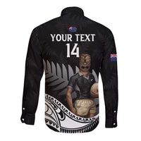 Custom New Zealand Silver Fern Rugby Long Sleeve Button Shirt 2024 Aotearoa Maori Mascot Go All Black LT14 - Polynesian Pride