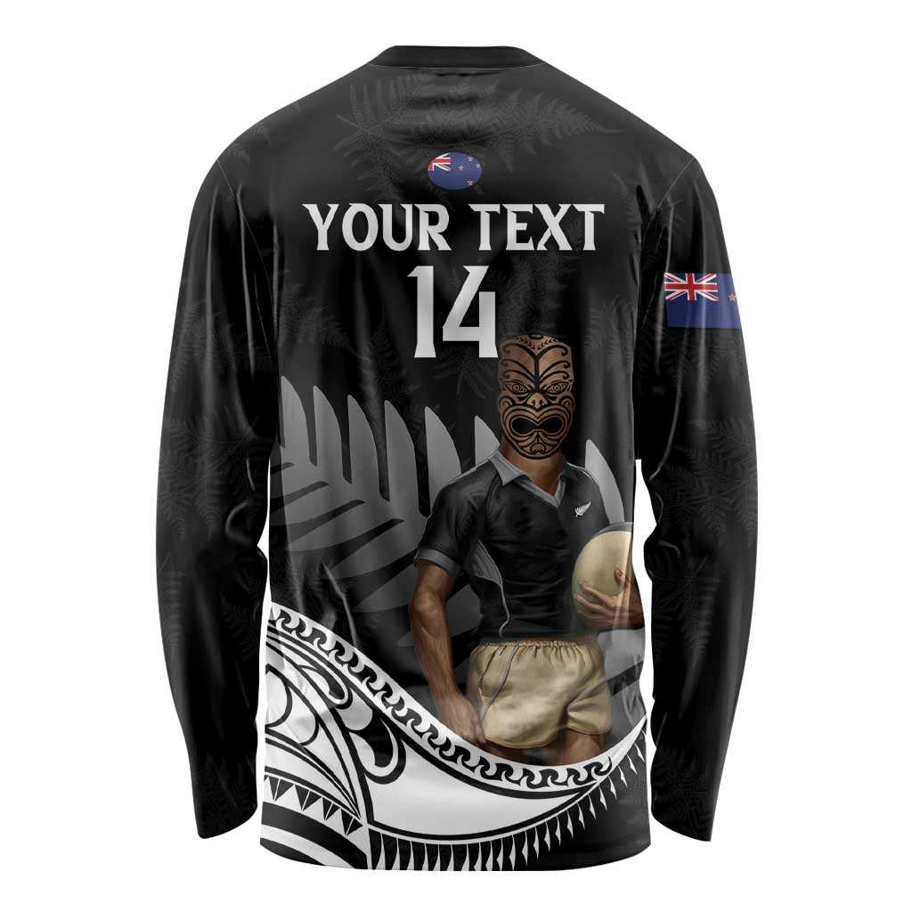 Custom New Zealand Silver Fern Rugby Long Sleeve Shirt 2024 Aotearoa Maori Mascot Go All Black
