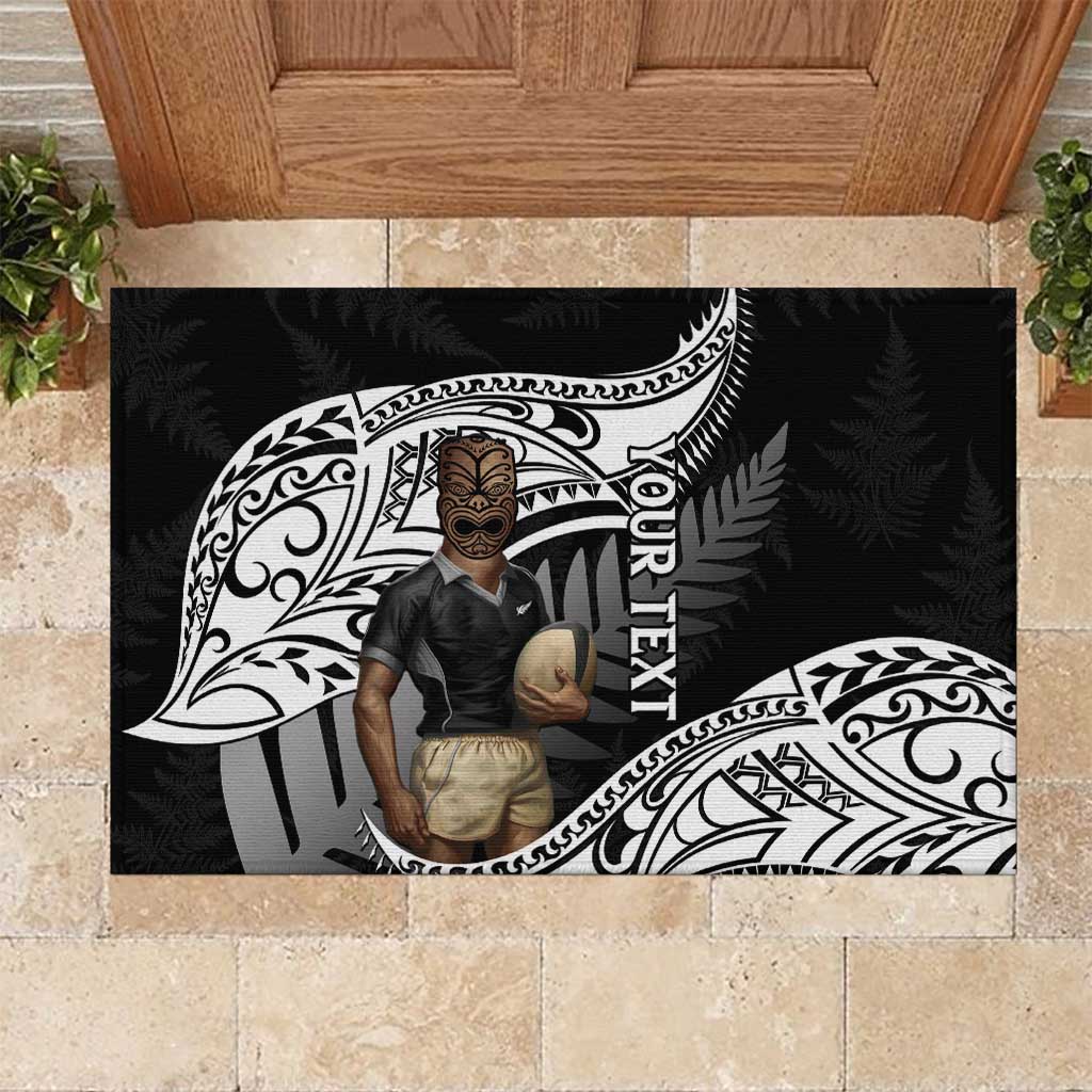 Custom New Zealand Silver Fern Rugby Rubber Doormat 2024 Aotearoa Maori Mascot Go All Black LT14 Black - Polynesian Pride